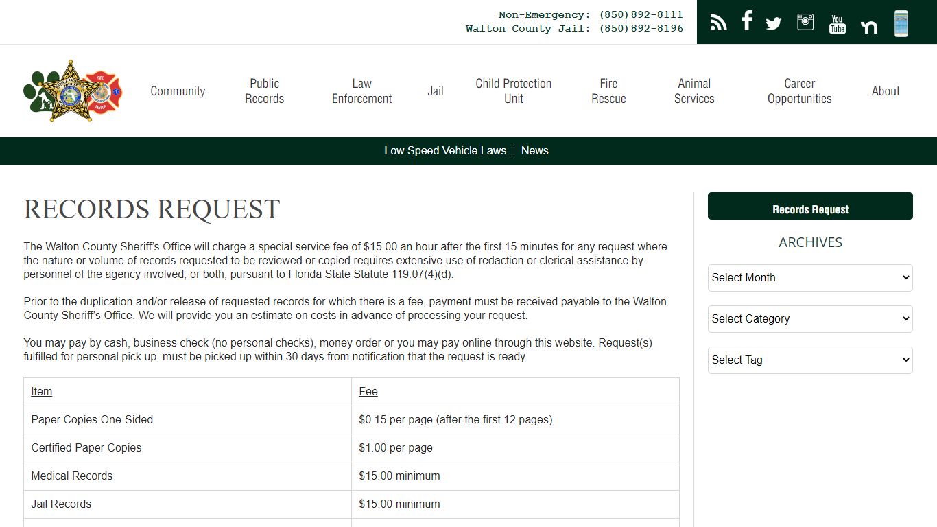 Records Request | Walton County Sheriff's Office, FL